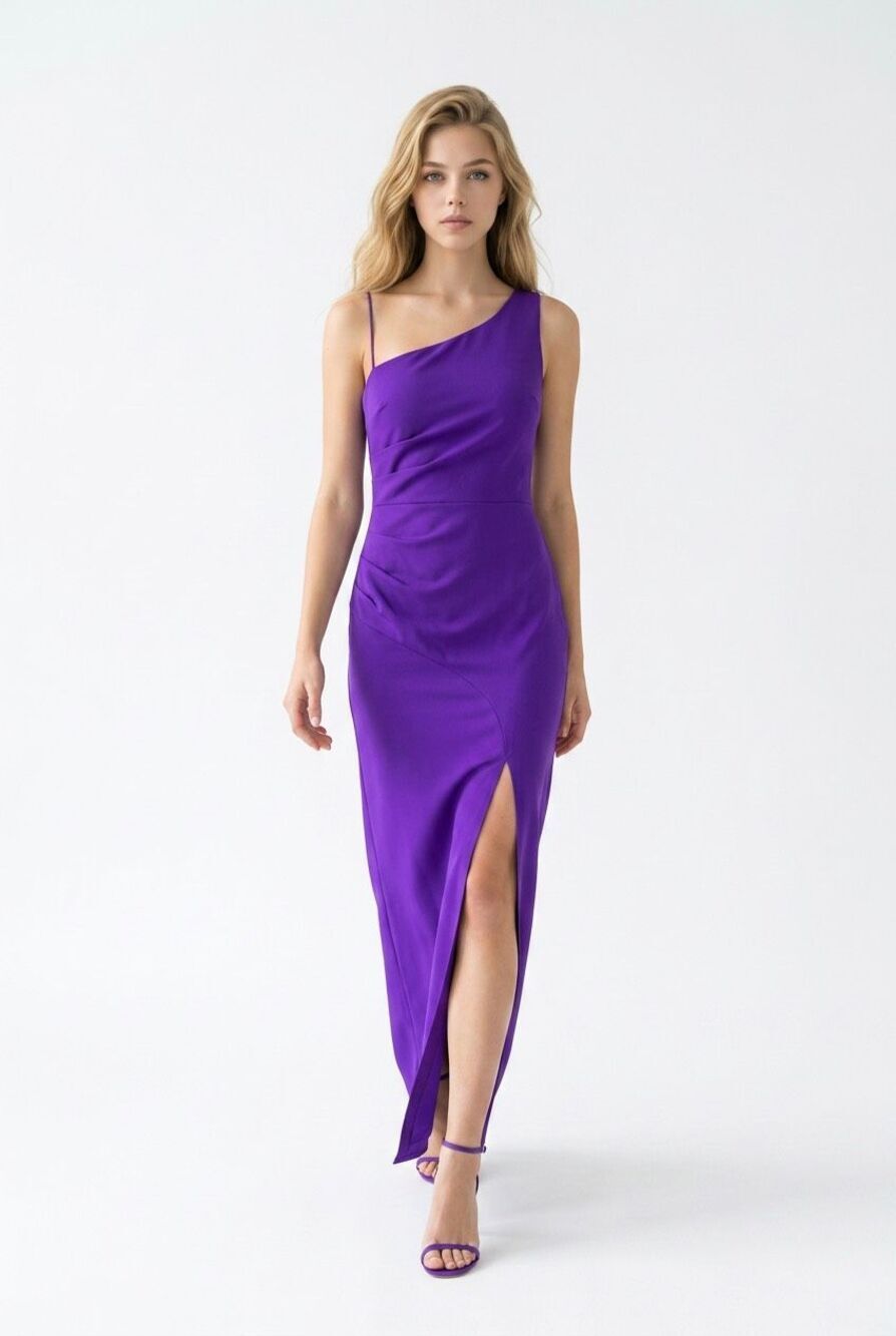 Mushare Purple Maxi One shoulder Dress Sz M NWT